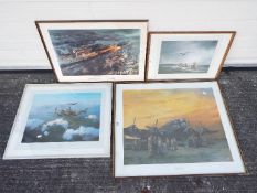 Four aviation related prints comprising a limited edition print after Terence Cuneo 'The Last