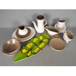 Poole - A collection of Twintone dinner and tea wares and a Delphis Spear Dish, shape 82,