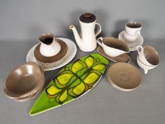 Poole - A collection of Twintone dinner and tea wares and a Delphis Spear Dish, shape 82,