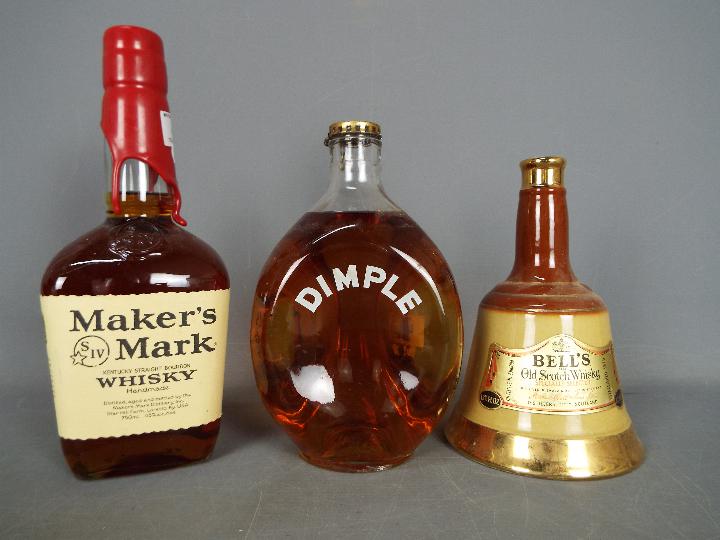 Lot to include a bottle of Haig Dimple (spring cap bottling), a 13⅓ fl oz Bell's blended whisky,