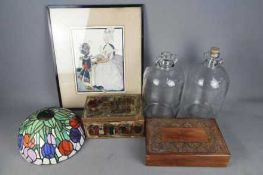 A mixed lot to include a wooden box with