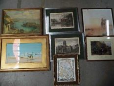 A collection of framed pictures of varying image size comprising watercolour, prints,