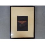 A framed leather Bentley car sign