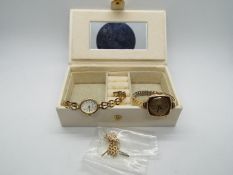 9 ct gold - a 9 ct gold case wristwatch with expanding bracelet and a Sekonda wristwatch 4114 B J T