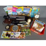 A mixed lot to include an anniversary clock and barometer, Purma Special camera, maps,