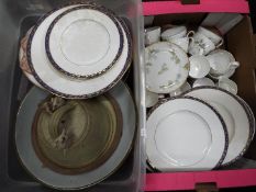 A mixed lot of ceramics to include Wedgwood, Royal Tuscan, Adderley and similar, two boxes.