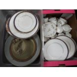 A mixed lot of ceramics to include Wedgwood, Royal Tuscan, Adderley and similar, two boxes.