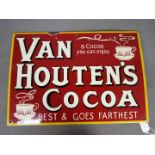 A vintage enamel sign for Van Houten's Cocoa,