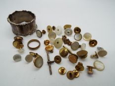 A collection of cufflinks, dress studs, yellow metal ring and a good quality hallmarked silver,