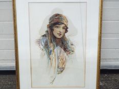 Watercolour portrait of a young girl, signed by the artist, mounted and framed under glass,