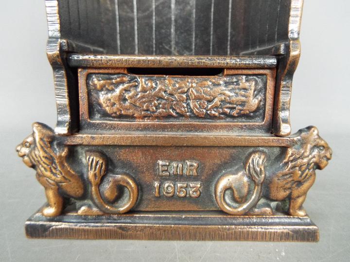 A cast iron John Harper money bank in the form of a throne for the Coronation of Queen Elizabeth II, - Image 2 of 6