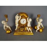 An Italian-styled clock set by Crosa,