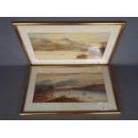 Lennard Lewis (1826 - 1913) - Two watercolours depicting boats on a lake with mountains in the