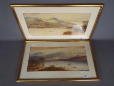 Lennard Lewis (1826 - 1913) - Two watercolours depicting boats on a lake with mountains in the