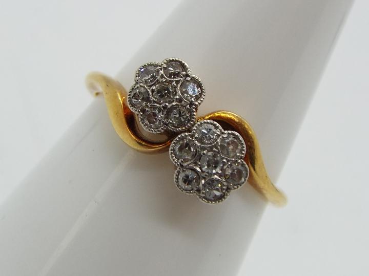 18 ct gold - a 18 ct gold diamond cluster ring set with fourteen 0.2/0.3 points, stamped W. - Image 2 of 6