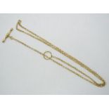 A 9ct yellow gold, fine belcher link necklace (55 cm) with T bar clasp, approximately 2.