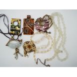 Costume Jewellery - a collection of costume jewellery to include a handmade necklace with natural