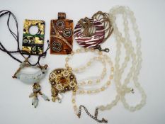 Costume Jewellery - a collection of costume jewellery to include a handmade necklace with natural