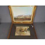 A framed oil on canvas landscape scene by Robert (Bob) Ritchie titled verso 'Snow on Blencathra',