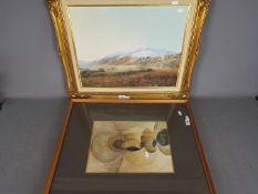 A framed oil on canvas landscape scene by Robert (Bob) Ritchie titled verso 'Snow on Blencathra',