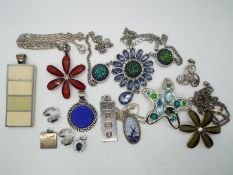 Silver - a collection of good quality costume jewellery to include four Silver pendants,