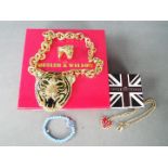 Butler & Wilson - a large Butler & Wilson necklace with stone set pendant in the form of a tiger's