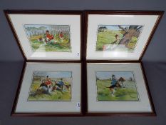 A set of four prints after Harry B Neilson each depicting a humorous hunting scene with the fox as