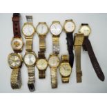 Watches - Twelve wristwatches to include a Delbana 17 Jewel automatic 67,