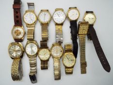 Watches - Twelve wristwatches to include a Delbana 17 Jewel automatic 67,