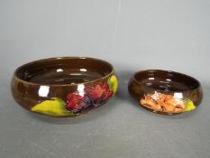 Moorcroft - two Moorcroft bowls in the Brown Hibiscus design