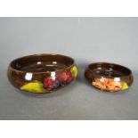 Moorcroft - two Moorcroft bowls in the Brown Hibiscus design