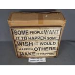 Unused Retail Stock - Six modern "Make it Happen" wall plaques code STN713 packed in outer box.