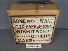 Unused Retail Stock - Six modern "Make it Happen" wall plaques code STN713 packed in outer box.