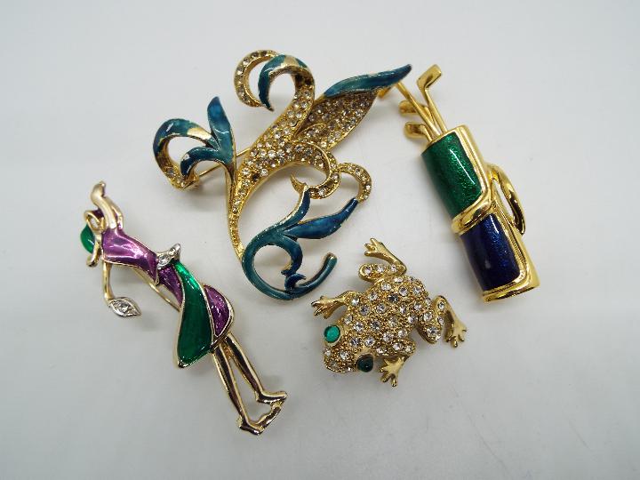 Brooches - eight brooches to include three Silver brooches, enamelled, - Image 2 of 3