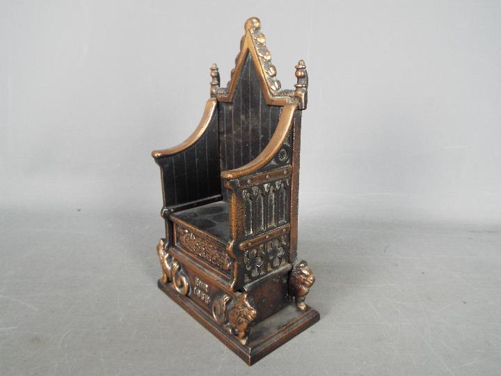 A cast iron John Harper money bank in the form of a throne for the Coronation of Queen Elizabeth II, - Image 3 of 6