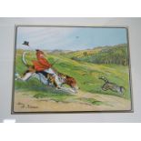 A set of four prints after Harry B Neilson each depicting a humorous hunting scene with the fox as