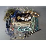 Costume Jewellery - 9 ct scrap gold - a collection of modern costume jewellery to include beaded