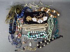 Costume Jewellery - 9 ct scrap gold - a collection of modern costume jewellery to include beaded
