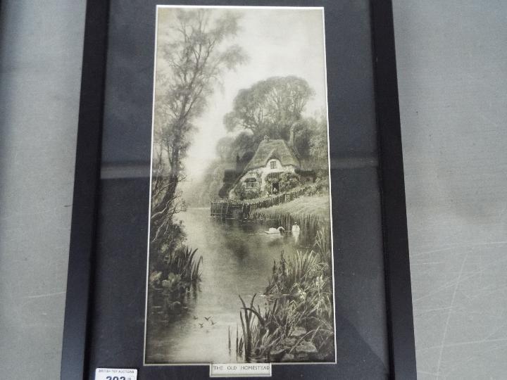 A pair of black and white prints entitled The Old Homestead and A Woodland Idyll, - Image 3 of 3