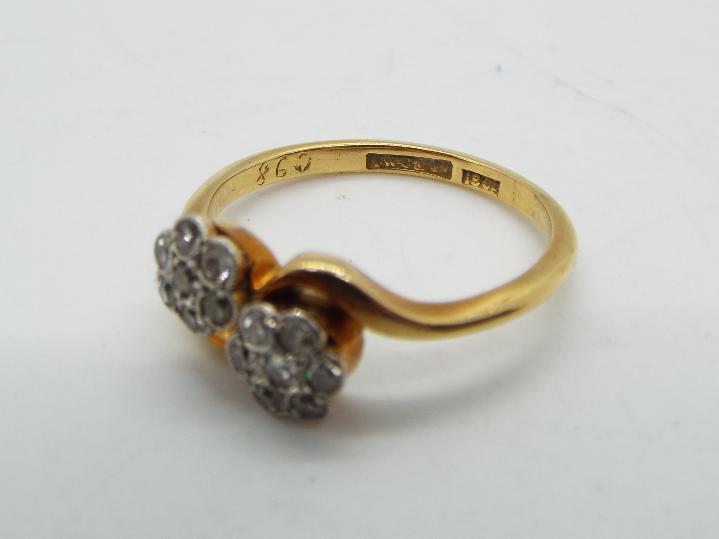 18 ct gold - a 18 ct gold diamond cluster ring set with fourteen 0.2/0.3 points, stamped W. - Image 6 of 6