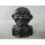 A cast iron money bank in the form of a non-mechanical bust of a young boy,