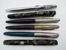 A collection of pens to include Parker, JiF multi ink,