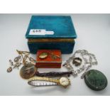 A mixed lot to include costume jewellery, 9ct gold pendant (A/F) on yellow metal chain,