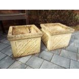 Two stoneware planters of cuboid form,