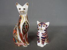 Royal Crown Derby - Two cat paperweight comprising 'Siamese Cat', 13.