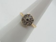 9 ct gold - a 9ct gold seven stone old cut diamond cluster ring approx diamond weight 0.