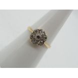 9 ct gold - a 9ct gold seven stone old cut diamond cluster ring approx diamond weight 0.