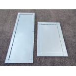 Two modern wall mirrors, largest approximately 141 cm x 51 cm.