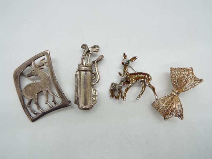 Brooches - eight brooches to include three Silver brooches, enamelled, - Image 3 of 3