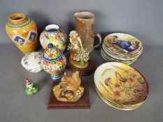 Lot to include eleven Royal Worcester 'World of Bears' plates, Beryl Debney studio pottery jug,